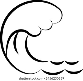 Set of Sea wave icon outlined. Various wave water lake river black. Vector Illustration.