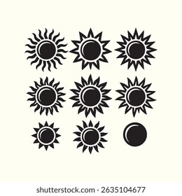 set of sea wave sunset logo icon silhouette symbols clipart, sunset logo concept

