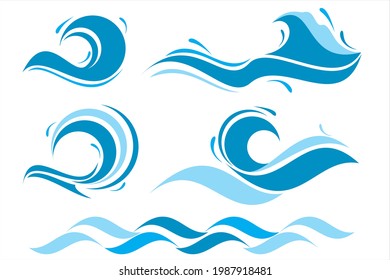 Set of Sea Wave Vector Illustration