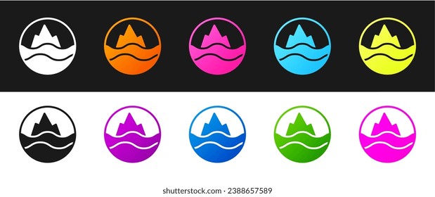 Setze das Symbol Meer und Wellen einzeln auf schwarz-weißem Hintergrund.  Vektorgrafik