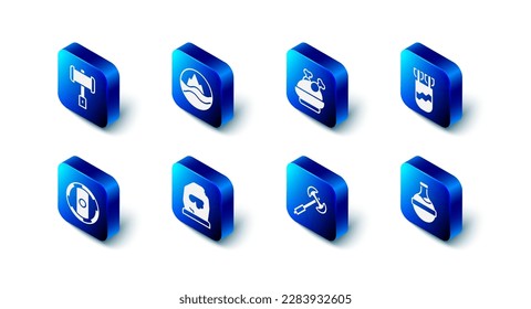 Set Sea and waves, Roasted turkey or chicken, Quiver with arrows, Bottle potion, Medieval poleaxe, Magic rune, Shield viking and Battle hammer icon. Vector