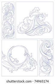 set from sea waves - stylized design