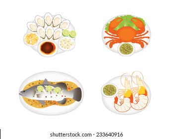 set of seafood