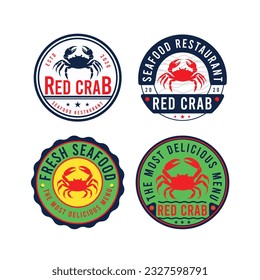 Set of Seafood Badge logo design vector illustration