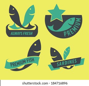 set of seafood icons. concept vector illustration