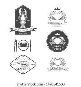  Set of Seafood labels and elements. Vector illustration.