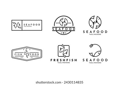 set of seafood logo design vintage retro for restaurant business