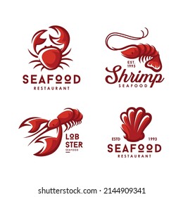 Set of seafood logo template