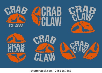 set of seafood restaurant logo with crab claw. vector stock illustration.
