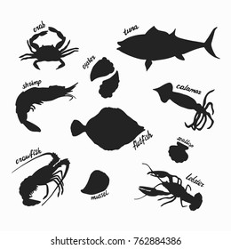 Set of the seafood silhouettes