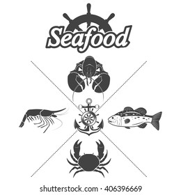 Set seafood symbols
