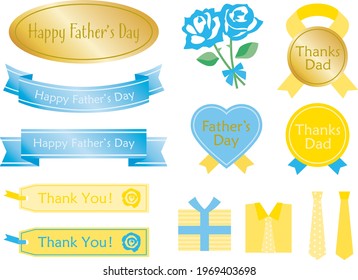 Set of seal, flower and present of the Father's Day