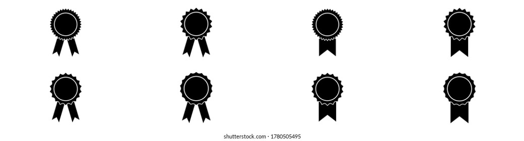 Set of seal icons. Classical stamp seals, badges and labels with ribbons. Vector Illustration 