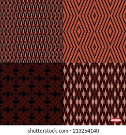 set of seamless abstract black grey pattern red texture on black background vector