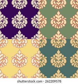 Set of Seamless with abstract colorful floral patterns. Vector illustration