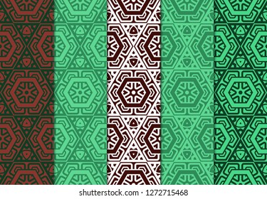 Set of Seamless Abstract Geometric Pattern Paper For Scrapbook. Vector Illustration