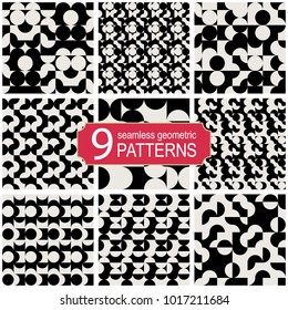 Set of seamless abstract geometric vector patterns. Vintage fashion style