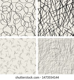Set of seamless abstract hand-drawn patterns. Vector modern creative backgrounds for your design