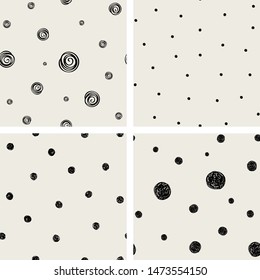 Set of seamless abstract hand-drawn patterns. Vector modern creative backgrounds for your design