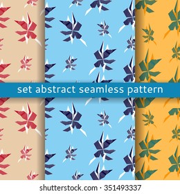 Set seamless abstract ornament of different flowers