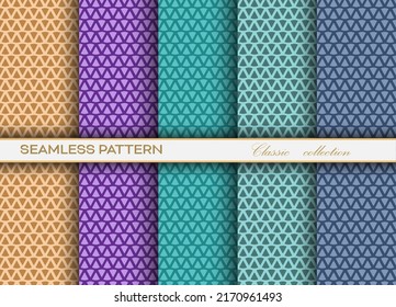 set seamless abstract pattern of arbitrary shapes of different color palettes for texture, textiles, simple background and creative design