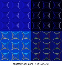 Set of seamless abstract patterns in blue tones.