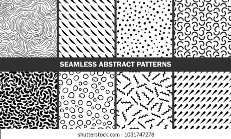Set of seamless abstract patterns/ Collection of black and white patterns