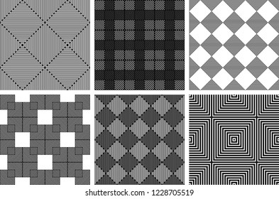 Set of seamless abstract patterns/ Collection of black and white background