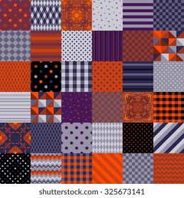 Set of seamless abstract patterns for Halloween holiday. Vector illustration. 