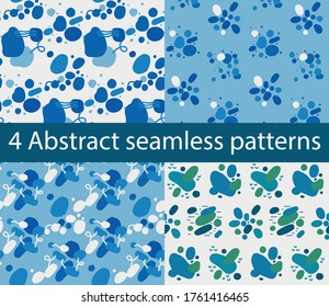 Set of seamless abstract patterns. Sea pebbles, beach, summer vacation. Bright and light abstraction.