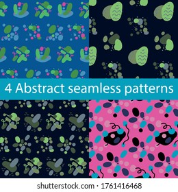 Set of seamless abstract patterns. Sea pebbles, beach, summer vacation. Bright and light abstraction.