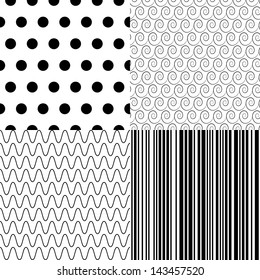 Set of Seamless abstract retro patterns. Stylish geometrical vector backgrounds.