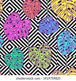 Conjunto de patrones vectoriales de líneas de banda abstractas sin fisuras. Estilo de moda vintage