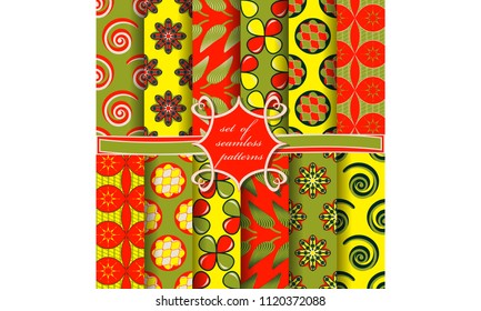 set of seamless abstract vector paper with abstract figures, decorative flowers and design elements for scraps