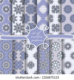set of seamless abstract vector paper with decorative flowers, shapes and design elements for decoration