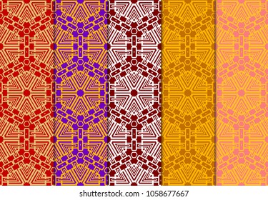 Set of seamless ART DECO geometric pattern. Ornament for interior design, greeting cards, birthday or wedding invitations, fabric print. VECTOR illustration