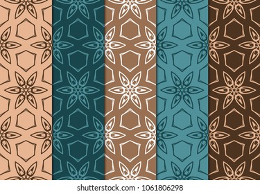 Set of seamless ART DECO geometric pattern. Ornament for interior design, greeting cards, birthday or wedding invitations, fabric print. VECTOR illustration