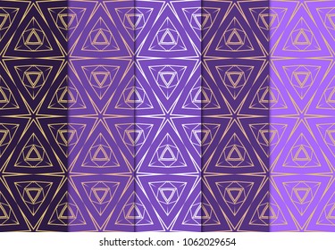 Set of seamless ART DECO geometric pattern. Ornament for interior design, greeting cards, birthday or wedding invitations, fabric print. VECTOR illustration