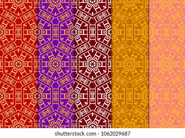 Set of seamless ART DECO geometric pattern. Ornament for interior design, greeting cards, birthday or wedding invitations, fabric print. VECTOR illustration
