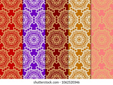 Set of seamless ART DECO geometric pattern. Ornament for interior design, greeting cards, birthday or wedding invitations, fabric print. VECTOR illustration