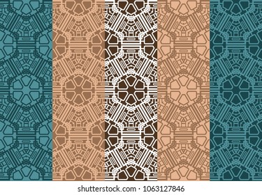 Set of seamless ART DECO geometric pattern. Ornament for interior design, greeting cards, birthday or wedding invitations, fabric print. VECTOR illustration
