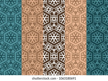 Set of seamless ART DECO geometric pattern. Ornament for interior design, greeting cards, birthday or wedding invitations, fabric print. VECTOR illustration