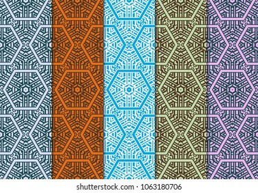 Set of seamless ART DECO geometric pattern. Ornament for interior design, greeting cards, birthday or wedding invitations, fabric print. VECTOR illustration
