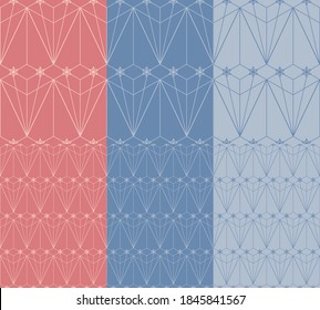 Set of seamless art deco geometric holiday pattern