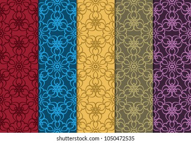 Set of seamless ART DECO pattern with hand drawn texture. Ornament for interior design, greeting cards, birthday or wedding invitations, fabric print. VECTOR