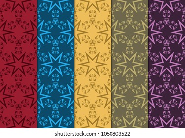 Set of seamless ART DECO pattern with hand drawn texture. Ornament for interior design, greeting cards, birthday or wedding invitations, fabric print. VECTOR