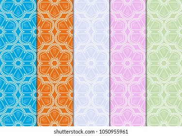Set of seamless ART DECO pattern with hand drawn texture. Ornament for interior design, greeting cards, birthday or wedding invitations, fabric print. VECTOR