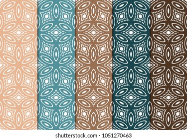 Set of seamless ART DECO pattern with hand drawn texture. Ornament for interior design, greeting cards, birthday or wedding invitations, fabric print. VECTOR