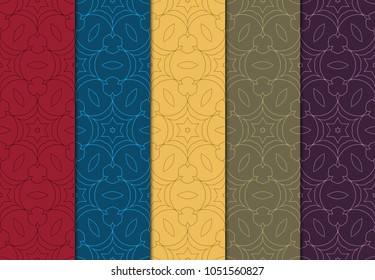 Set of seamless ART DECO pattern with hand drawn texture. Ornament for interior design, greeting cards, birthday or wedding invitations, fabric print. VECTOR