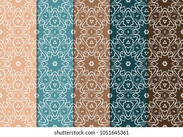 Set of seamless ART DECO pattern with hand drawn texture. Ornament for interior design, greeting cards, birthday or wedding invitations, fabric print. VECTOR